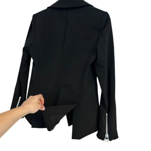 Veronica Beard Black Hadley Neoprene Moto Jacket, Size 10 - Picture 8 of 15